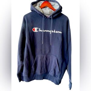 💙CHAMPION heavyweight sweatshirt hoodie size L navy